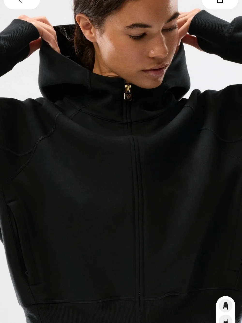 Black Zip-Up Hooded Women’s Top - Picture 5 of 9